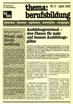 Coverbild: BWP 2/1983 Beihefter "thema berufsbildung"