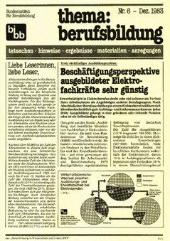 Coverbild: BWP 6/1983 Beihefter "thema berufsbildung"