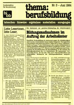 Coverbild: BWP 3/1984 Beihefter "thema berufsbildung"