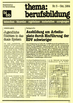 Coverbild: BWP 5/1984 Beihefter "thema berufsbildung"