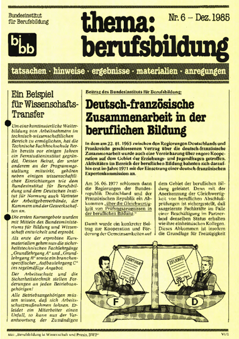 Coverbild: BWP 6/1985 Beihefter "thema berufsbildung"