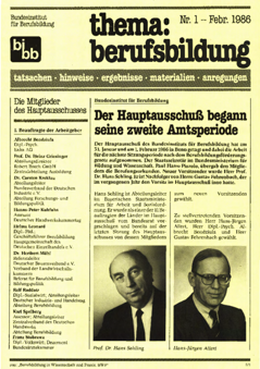 Coverbild: BWP 1/1986 Beihefter "thema berufsbildung"