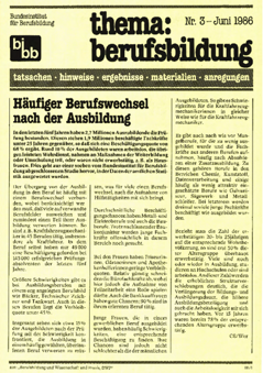 Coverbild: BWP 3/1986 Beihefter "thema berufsbildung"