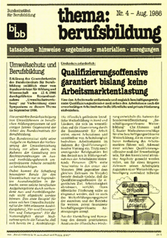 Coverbild: BWP 4/1986 Beihefter "thema berufsbildung"