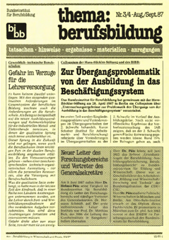Coverbild: BWP 3+4/1987 Beihefter "thema berufsbildung"