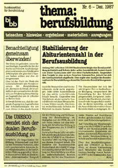 Coverbild: BWP 6/1987 Beihefter "thema berufsbildung"
