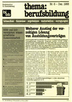 Coverbild: BWP 6/1988 Beihefter "thema berufsbildung"